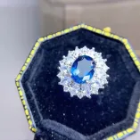 S925 Gold Plated Ring Setting - Marquise Diamond Halo 7x9mm Oval Ruby/Sapphire Mounting