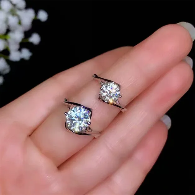 S925 Gold-Plated Ring Settings for 5 (0.5ct), 6.5 (1ct) & 8mm (2ct) Round Moissanite (Unset)