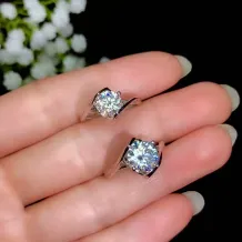 S925 Gold-Plated Ring Settings for 5 (0.5ct), 6.5 (1ct) &amp; 8mm (2ct) Round Moissanite (Unset)