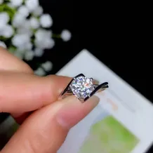 S925 Gold-Plated Ring Settings for 5 (0.5ct), 6.5 (1ct) &amp; 8mm (2ct) Round Moissanite (Unset)