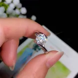 S925 Gold-Plated Ring Settings for 5 (0.5ct), 6.5 (1ct) & 8mm (2ct) Round Moissanite (Unset)