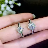 S925 Gold-Plated Ring Settings for 6.5mm (1ct) & 8mm (2ct) Round Moissanite