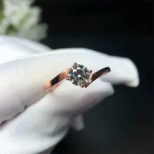 S925 Gold-Plated Twisted Shank 4-Prong Ring Setting for 5x5mm Round Colored Gemstones Unset