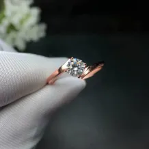 S925 Gold-Plated Twisted Shank 4-Prong Ring Setting for 5x5mm Round Colored Gemstones Unset