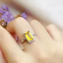 S925 Gold Rectangular Ring Setting For 4x8 5x10 6x12mm Jade