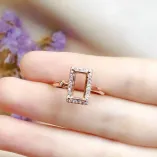 S925 Gold Rectangular Ring Setting For 4x8 5x10 6x12mm Jade