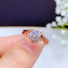 925 Sterling Silver Rose Gold Plated Heart-Shaped Halo Ring Setting For 6.5mm (1ct) Round Moissanite