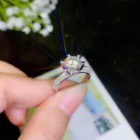 S925 Heavy Gold-Plated Full Pavé Moissanite Ring Settings for 0.5ct 1cT 2ct 3ct Round Stones Unset