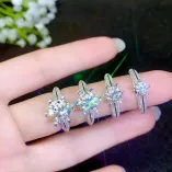 S925 Heavy Gold-Plated Full Pavé Moissanite Ring Settings for 0.5ct 1cT 2ct 3ct Round Stones Unset