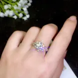 S925 Heavy Gold-Plated Full Pavé Moissanite Ring Settings for 0.5ct 1cT 2ct 3ct Round Stones Unset