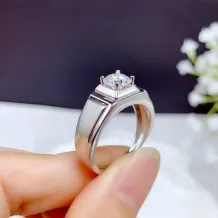 S925 Matte Gold-Plated Men's Ring Setting For 6.5mm (1ct) Round Moissanite