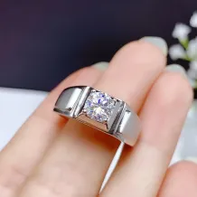 S925 Matte Gold-Plated Men's Ring Setting For 6.5mm (1ct) Round Moissanite