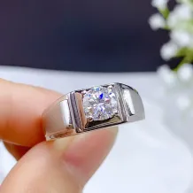 S925 Matte Gold-Plated Men's Ring Setting For 6.5mm (1ct) Round Moissanite