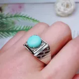 S925 Men's 18K Gold-Plated Ring Setting for 10mm Round Jade/Turquoise
