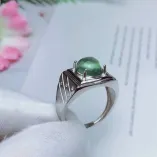 S925 Men's 18K Gold-Plated Ring Setting for 10mm Round Jade/Turquoise