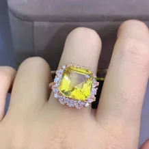 925 Sterling Silver Rose Gold Plated Octagonal Square Ring Setting For 10x10mm Crystal/Colored Gemstones