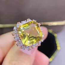 925 Sterling Silver Rose Gold Plated Octagonal Square Ring Setting For 10x10mm Crystal/Colored Gemstones