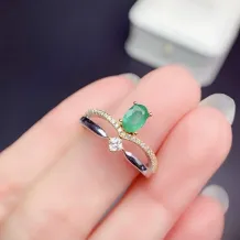 S925 18K Dual-Tone Gold Ring Setting - Crown Design for 4x6mm Oval Ruby/Sapphire/Emerald