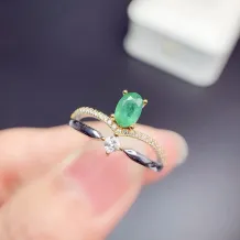 S925 18K Dual-Tone Gold Ring Setting - Crown Design for 4x6mm Oval Ruby/Sapphire/Emerald