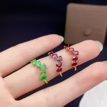 S925 Silver 18K Gold Plated 5-Stone Ring Setting for 3x4mm Oval Gems