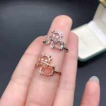 S925 Silver 18K Gold Plated Cow Ring for Gemstone Setting