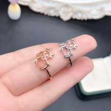 S925 Silver 18K Gold Plated Cow Ring for Gemstone Setting