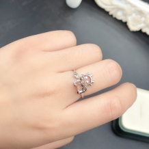 S925 Silver 18K Gold Plated Cow Ring for Gemstone Setting