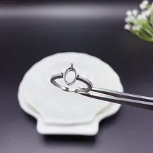 S925 Silver 18K Gold Plated Ring Setting for 6x8mm Oval Gems