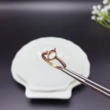 S925 Silver 18K Gold Plated Ring Setting for 6x8mm Oval Gems