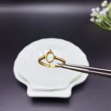 S925 Silver 18K Gold Plated Ring Setting for 6x8mm Oval Gems