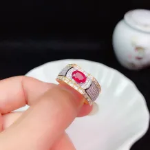 S925 Silver 18K Two-Tone Diamond Ring Setting for 5x7mm Gems