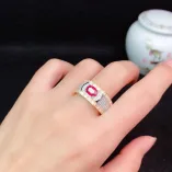 S925 Silver 18K Two-Tone Diamond Ring Setting for 5x7mm Gems