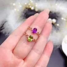 S925 Silver Chain-Design Ring Setting for 5x7mm Oval Gemstones