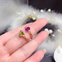 S925 Silver Chain-Design Ring Setting for 5x7mm Oval Gemstones