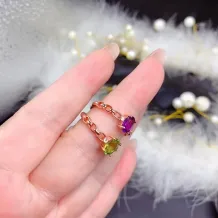 S925 Silver Chain-Design Ring Setting for 5x7mm Oval Gemstones