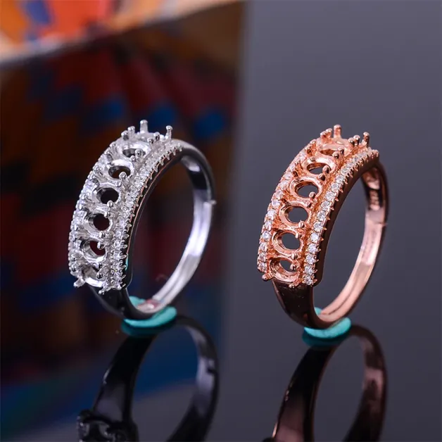S925 Silver Gold-Plated DIY Ring Setting for Oval 3x4mm Stone