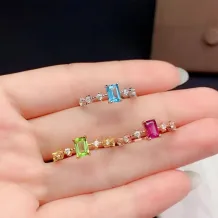 S925 Silver Plated 18k Gold Empty Ring Mount For Square 4*6mm Emerald