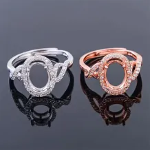 S925 Silver Plated Full Diamond Ring Setting For Oval 7x9mm Garnet Ruby