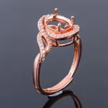 S925 Silver Plated Full Diamond Ring Setting For Oval 7x9mm Garnet Ruby
