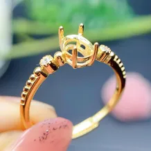 S925 Silver Plated With 18k Gold Ring Setting For 5×7mm/6×8mm Oval-Cut Crystal &amp; Topaz