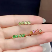 S925 Silver Plated With 18k Gold Ring Setting For Oval 3x4mm Colored Gemstones