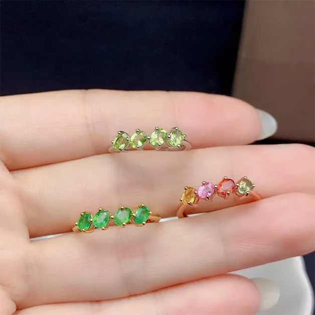 S925 Silver Plated With 18k Gold Ring Setting For Oval 3x4mm Colored Gemstones