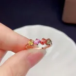 S925 Silver Plated With 18k Gold Ring Setting For Oval 3x4mm Colored Gemstones