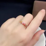 S925 Silver Plated With 18k Gold Ring Setting For Oval 3x4mm Colored Gemstones