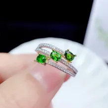 S925 Silver Two-Tone 18K Gold 3-Stone Ring Setting for 3x4mm Gems