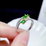 S925 Silver Two-Tone 18K Gold 3-Stone Ring Setting for 3x4mm Gems