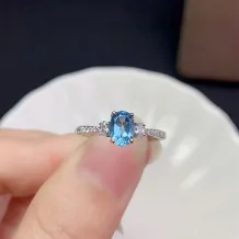 S925 Sterling Silver 18k Gold-Plated 4-Prong Ring Setting For 5x7mm Oval Colored Gemstones/Jadeite