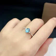 S925 Sterling Silver 18k Gold-Plated 4-Prong Ring Setting For 5x7mm Oval Colored Gemstones/Jadeite