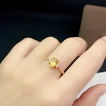 S925 Sterling Silver 18k Gold-Plated 4-Prong Ring Setting For 5x7mm Oval Colored Gemstones/Jadeite