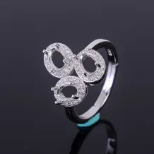 S925 Sterling Silver 18K Gold Plated Adjustable Cluster Ring Setting for 4x6mm Gems